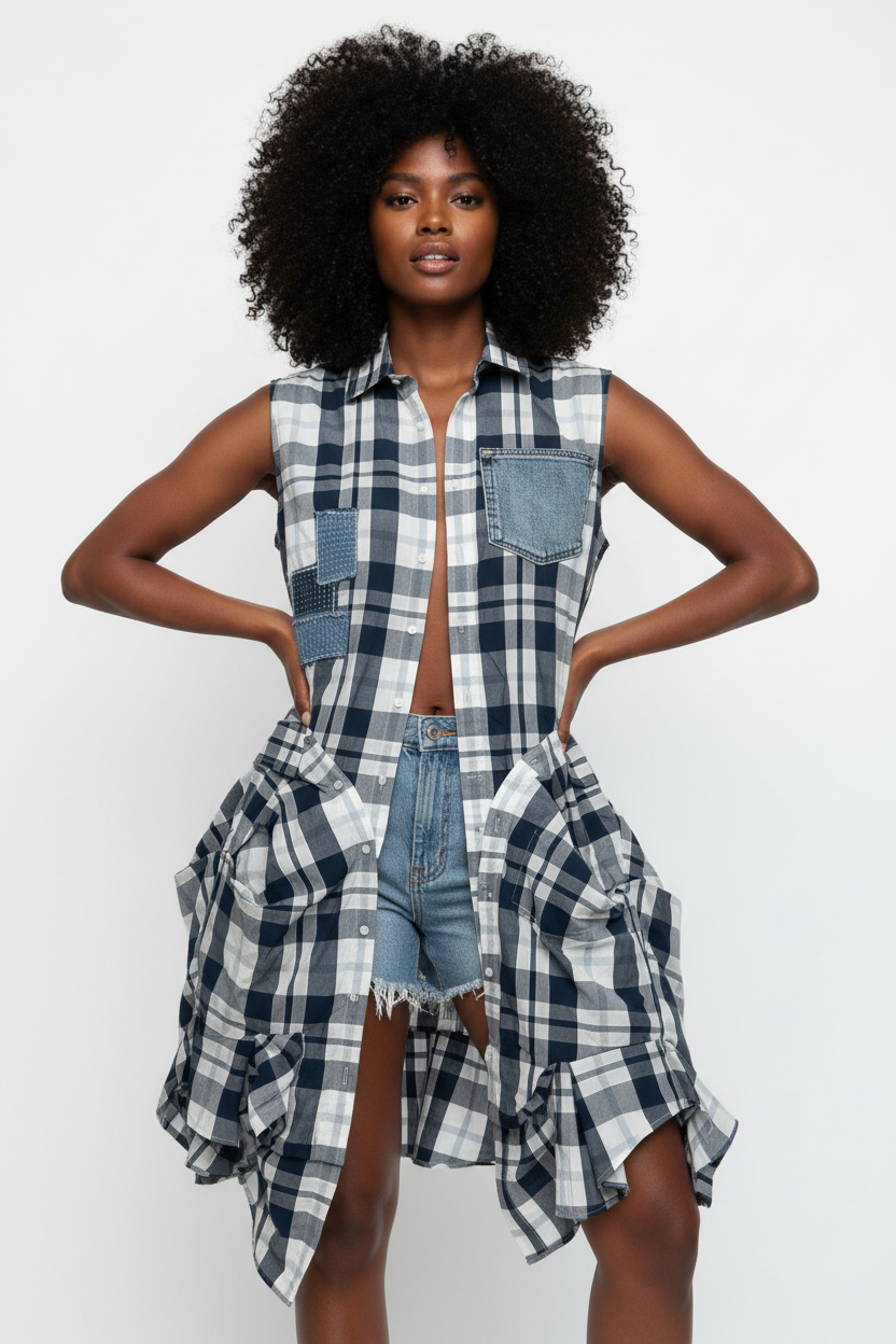 Black & White Plaid Duster Styled Look